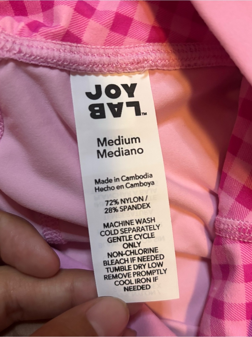 JoyLab Pink Gingham High Rise Leggings Women’s Medium Workout - Picture 3 of 5